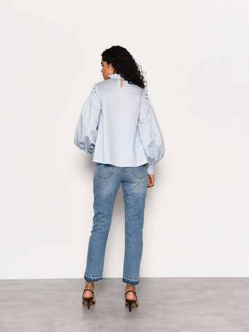 Glamorous Light Blue Puff Sleeve Blouse