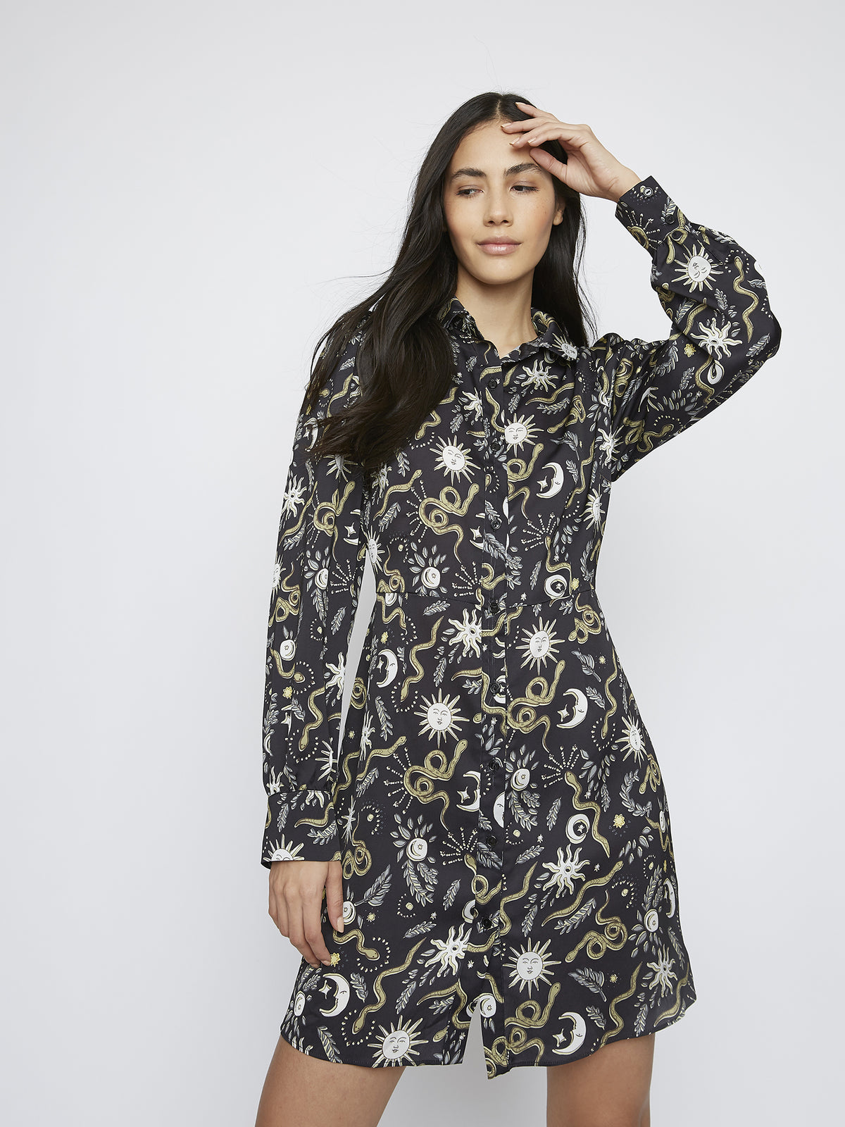 moon shirt dress Silk Maxi Shirt Dress Niue Night Sky / S