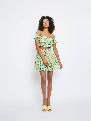 Glamorous Green Floral off the shoulder Crop Top