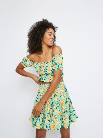 Glamorous Green Floral off the shoulder Crop Top