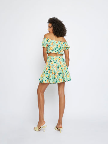 Glamorous Green Floral off the shoulder Crop Top