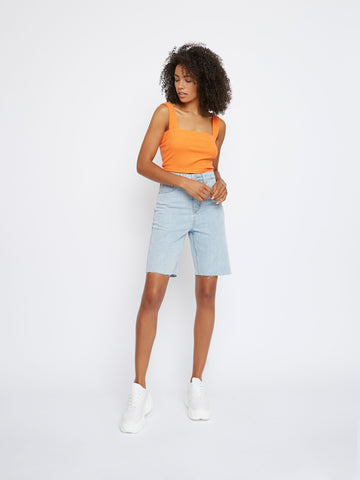 Glamorous Orange Ribbed Crop Top