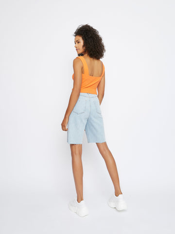Glamorous Orange Ribbed Crop Top