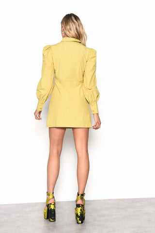 Glamorous Citron Puff Sleeve Mini Shirt Dress
