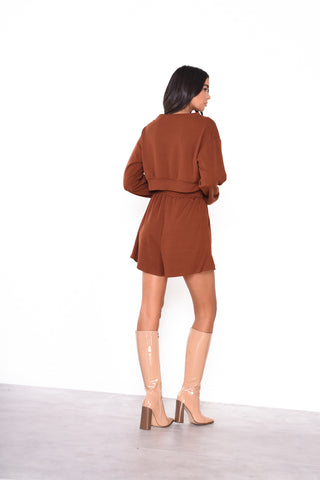 Glamorous Womens Rustic Brown Cropped Loungewear Jumper
