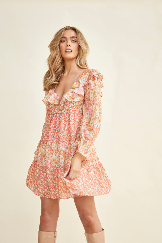 Glamorous Tiered Ruffle Empire-line Babydoll Mini Dress