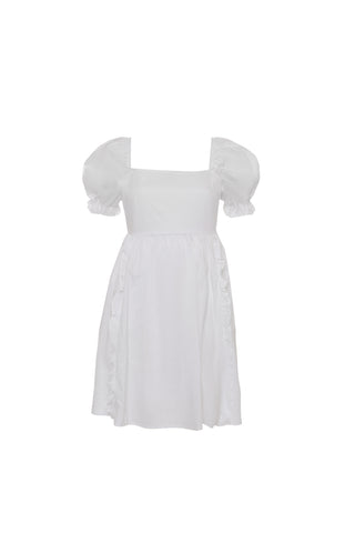 Glamorous White Square Neck Tie Back Mini Dress