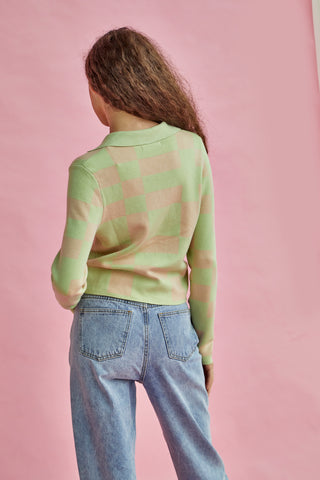 Glamorous Lily Green Stone Button Through Long Sleeve Top