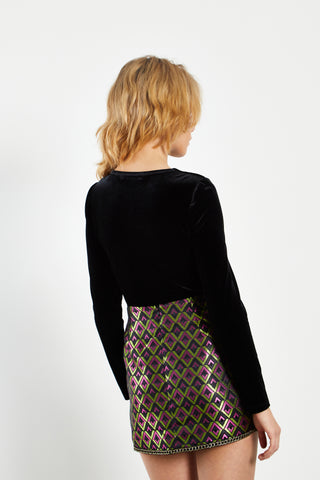 Glamorous Geo Brocade High Waisted A-line Mini Skirt