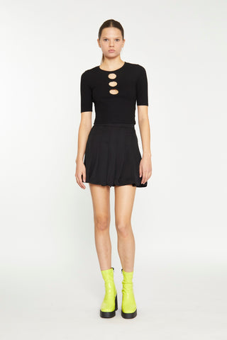 Black Short Sleeve Cut-Out Top