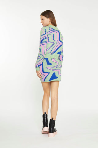Marble Intarsia Knitted Mini Skirt