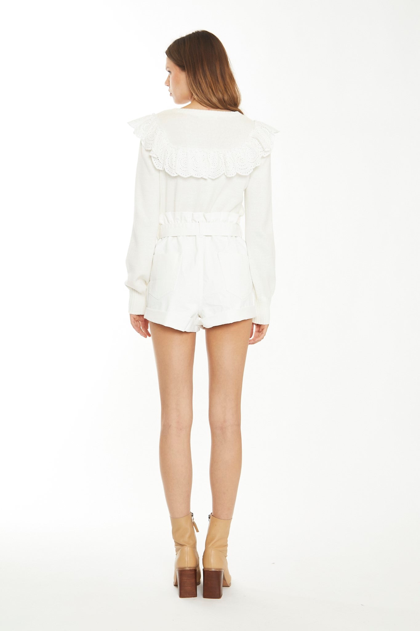Off White Broderie Ruffle Jumper