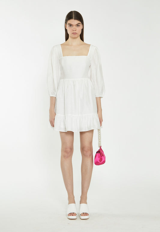 Off White Tiered Mini Dress