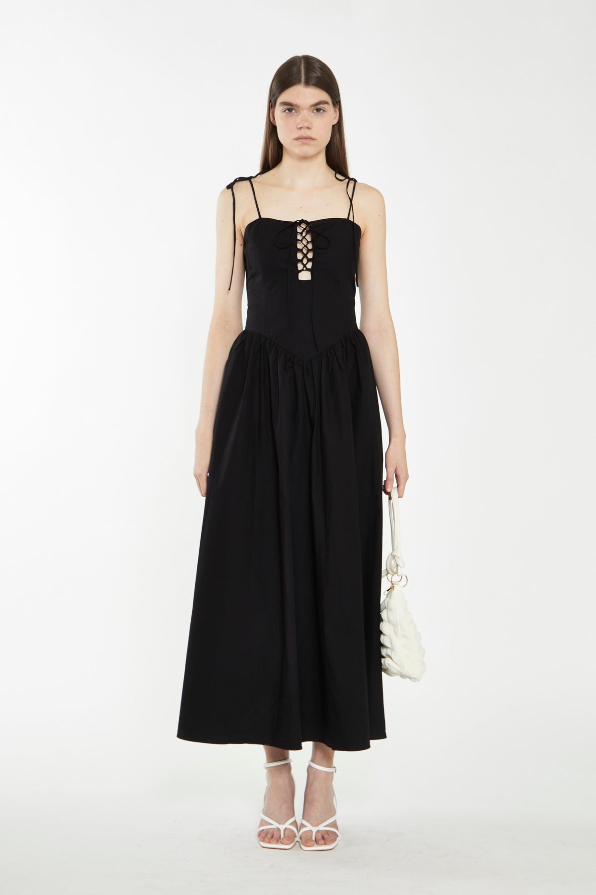 Black Lace-Up Bodice Maxi Dress Black Lace-Up Bodice Maxi Dress
