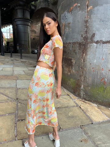 Multicolour Floral Mid-Rise Midaxi-skirt