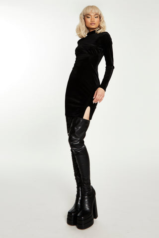 Tight Jumper Bodycon Mini Dress Long Sleeve Dress Thigh High Boots Tight Jumper Bodycon Mini Dress Long Sleeve Dress Thigh High Boots