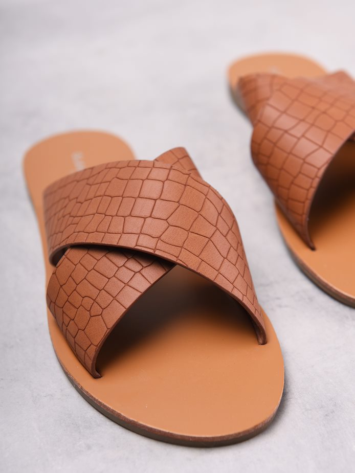 Glamorous Brown Croc Open Toe Sandals