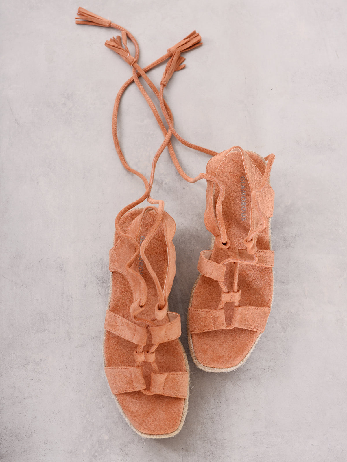 Tan Chunky Espadrille Flat Form Sandals