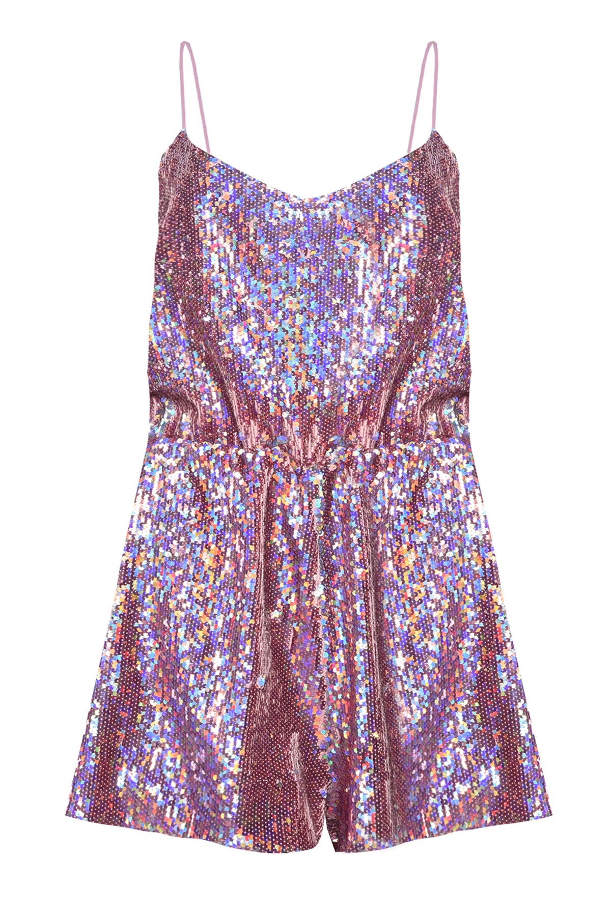 Pink Multi Sequin Strappy Playsuit