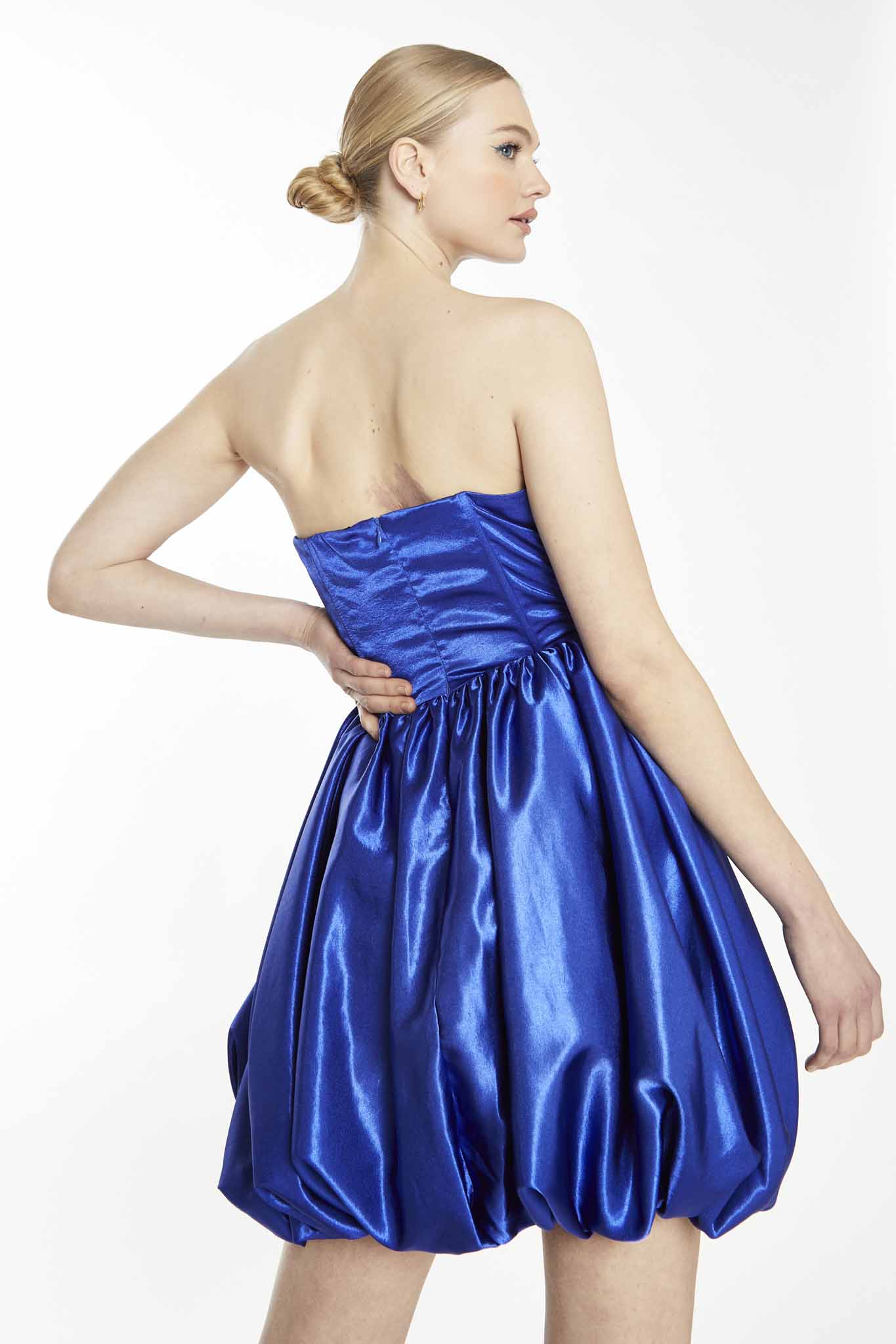 Glamorous Collection Bright Blue Strapless Puff Skirt Mini Dress Glamorous Collection Bright Blue Strapless Puff Skirt Mini Dress