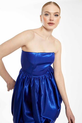 Glamorous Collection Bright Blue Strapless Puff Skirt Mini Dress