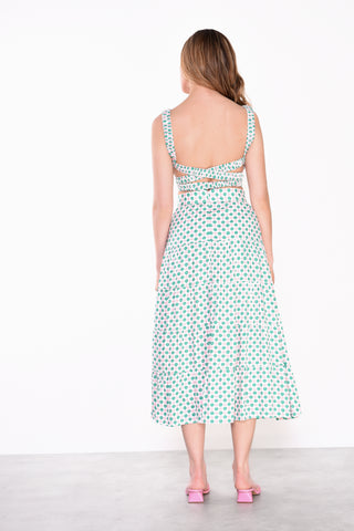 Glamorous Pink Green Floral Square Print Wide Strap Crop Top
