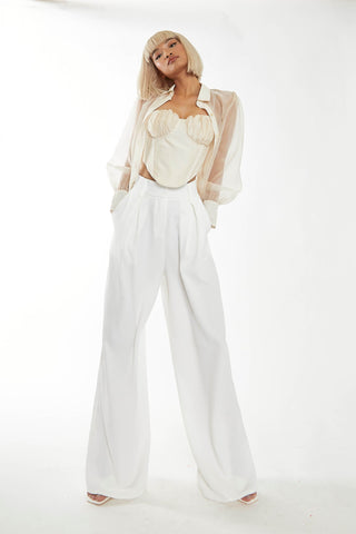 Nude Organza Oversized Shirt