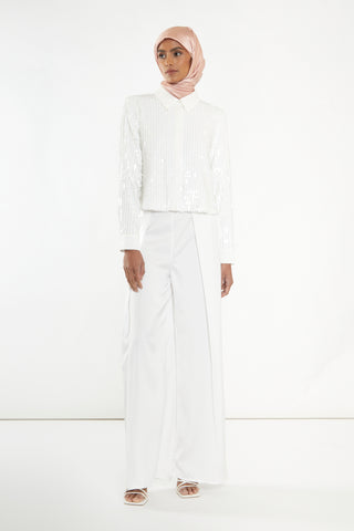 Glamorous Studio White Linear Sequin Shirt
