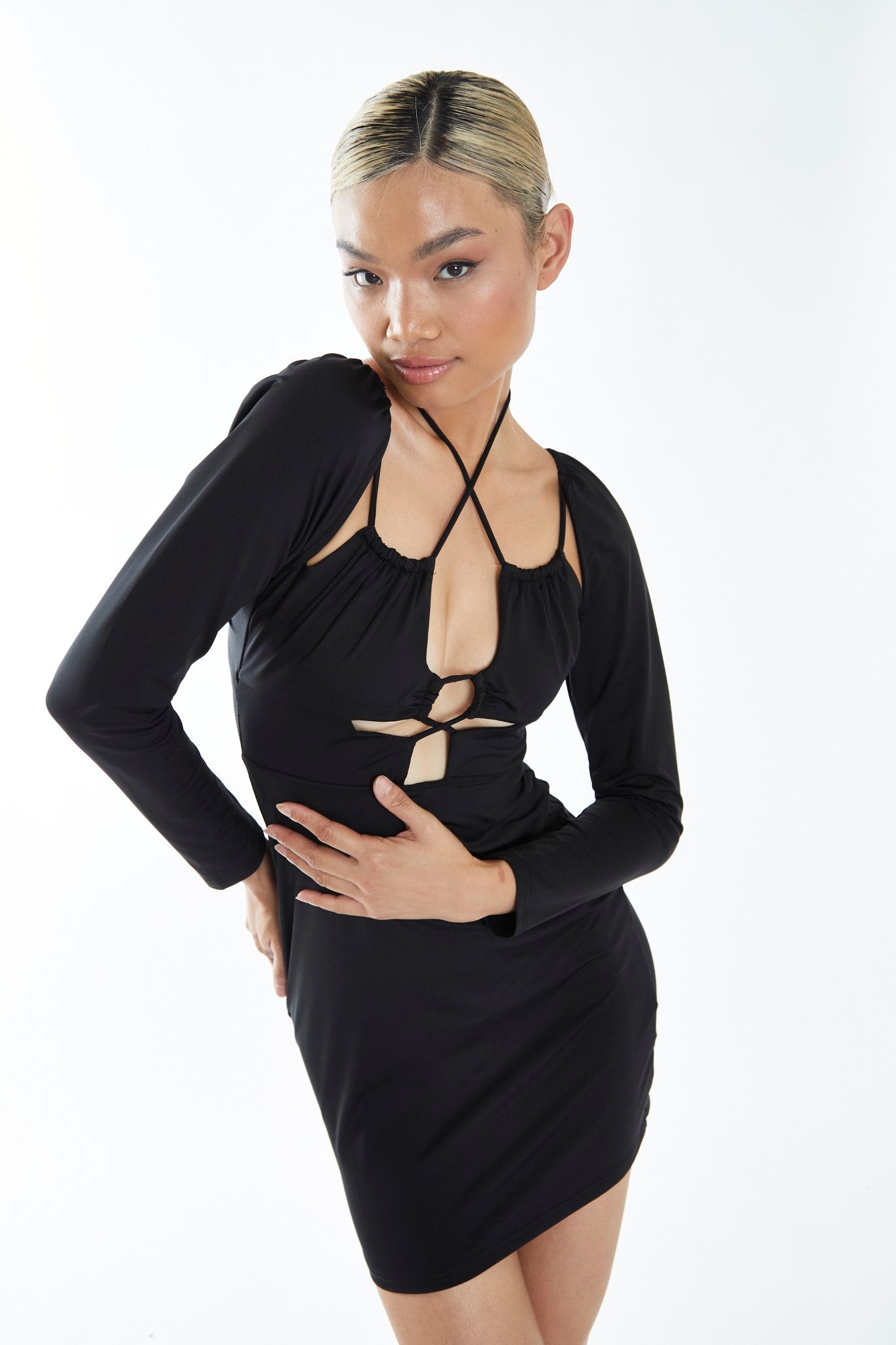 Black Strappy Cut-Out Mini-dress