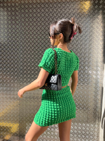 Textured Green Crop Top