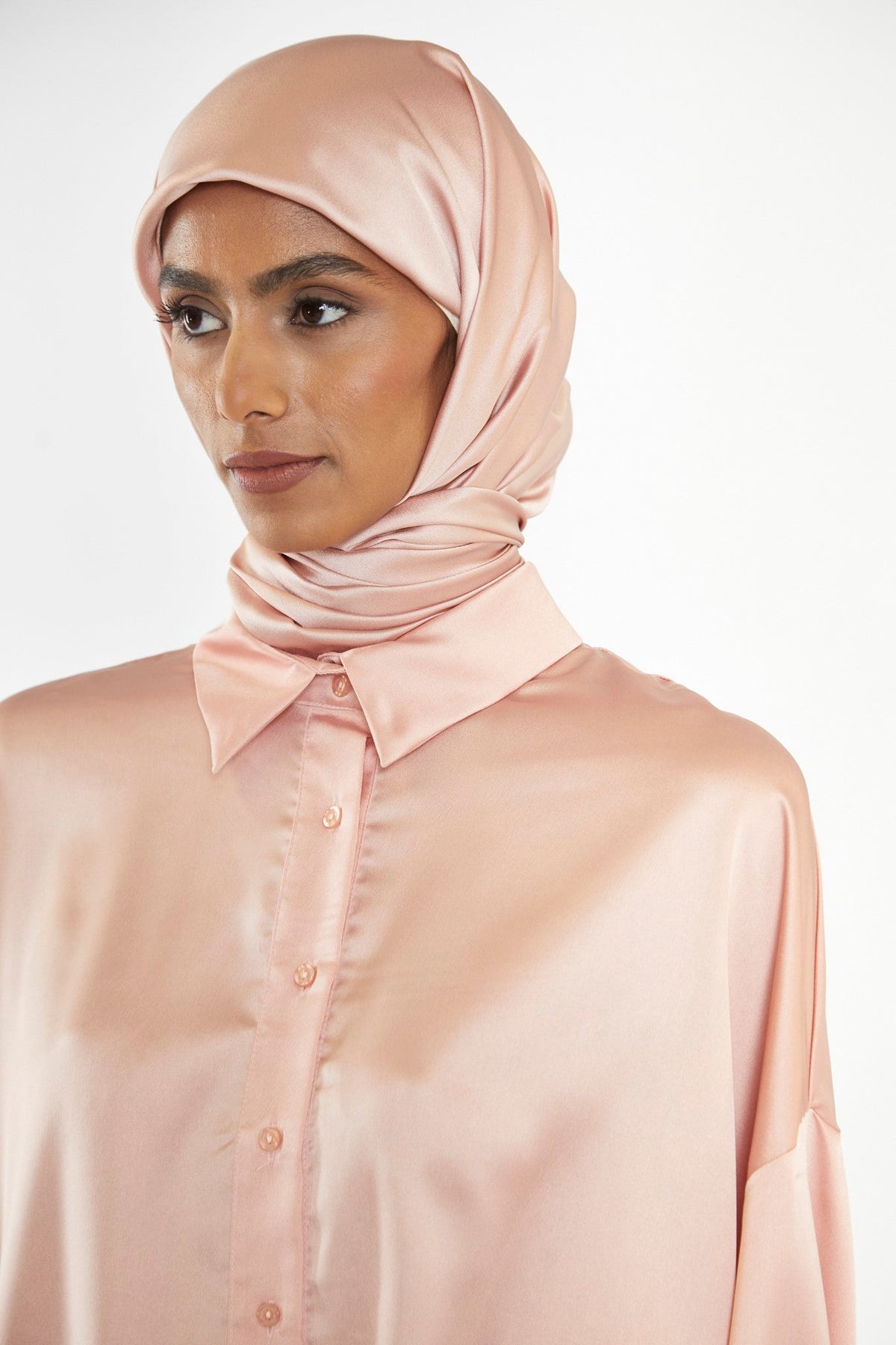 Dusty Peach Satin Headscarf