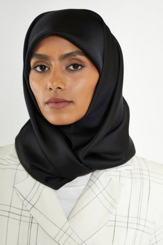 Black Satin Headscarf