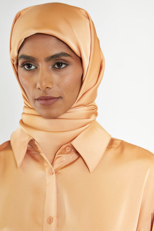 Apricot Satin Headscarf