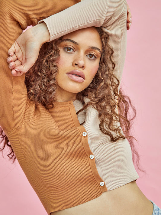 Glamorous Rust Beige Crop Cardigan