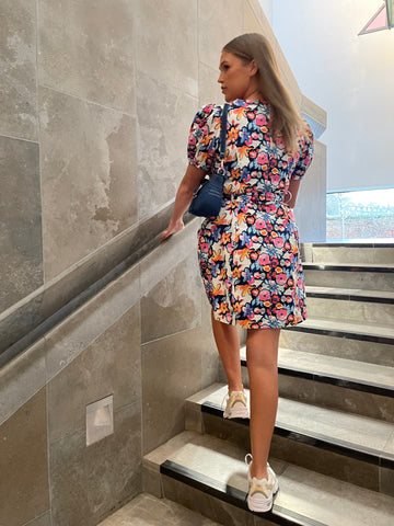 Glamorous Curve Floral Puff-Sleeve Mini Dress