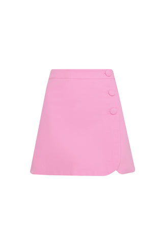 Glamorous Pink Carnation Side Split Button Front Detail Mini Skirt