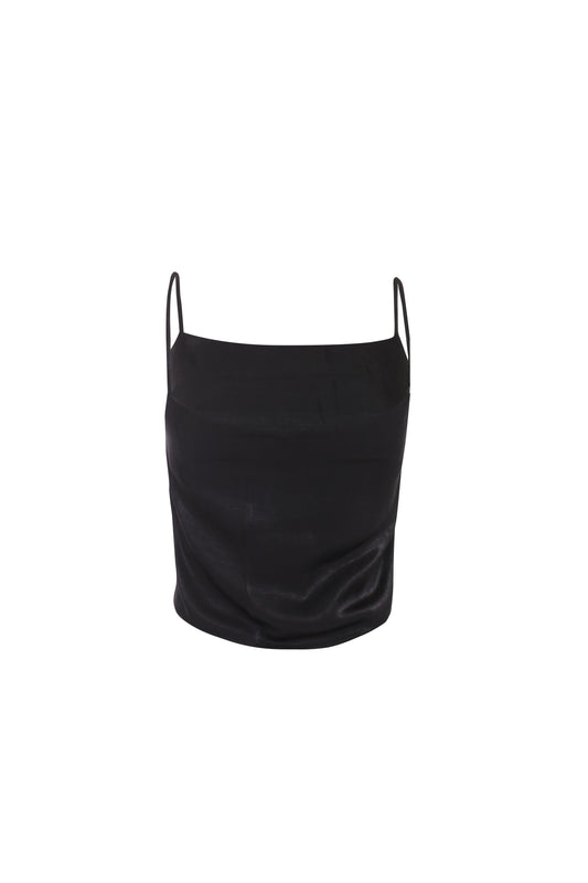 Vest Tops - Black Satin