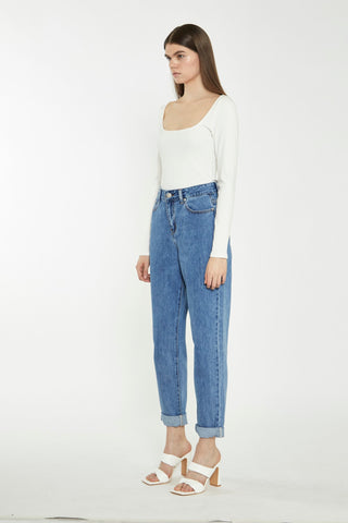 Mid Stonewash High-Waisted Mom Jeans