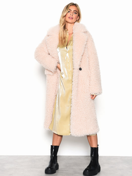 Glamorous Cream Teddy Bear Faux Fur Coat