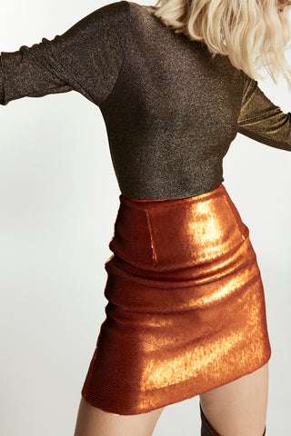 Glamorous Rust Sequin Mini Skirt