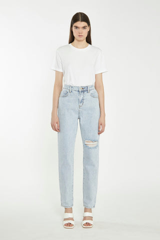 Antique Bleach Distressed Straight-Leg Jeans