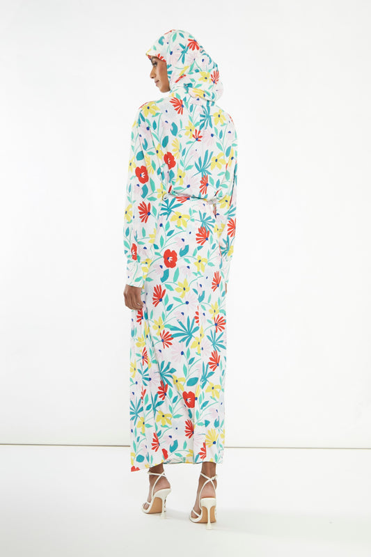 Bright Multi Flower Bias-Cut Maxi-skirt