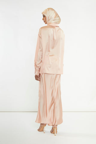 Peach Bias-Cut Maxi-skirt
