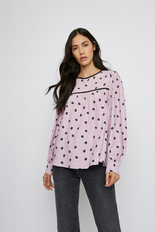 Glamorous Pink Ditsy Long Sleeve Blouse