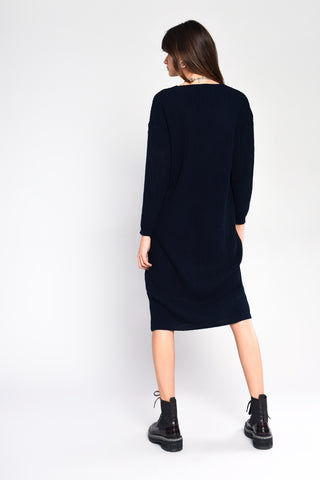 Glamorous Black Ribbed V-Neck Long Sleeve Midi Jumper Dress