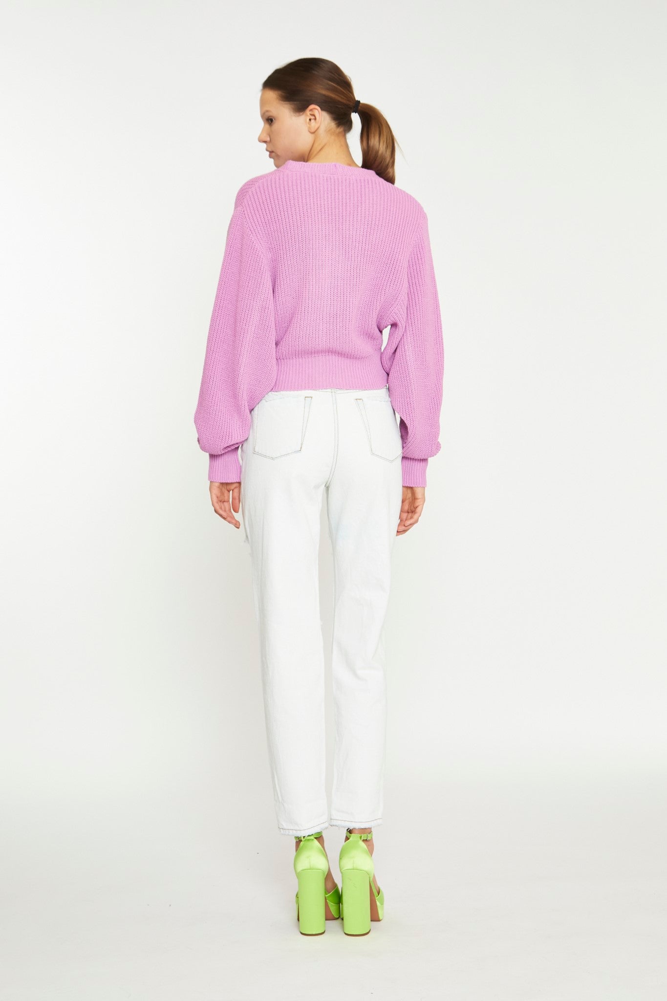 Orchid Pink Button Front Cropped Cardigan