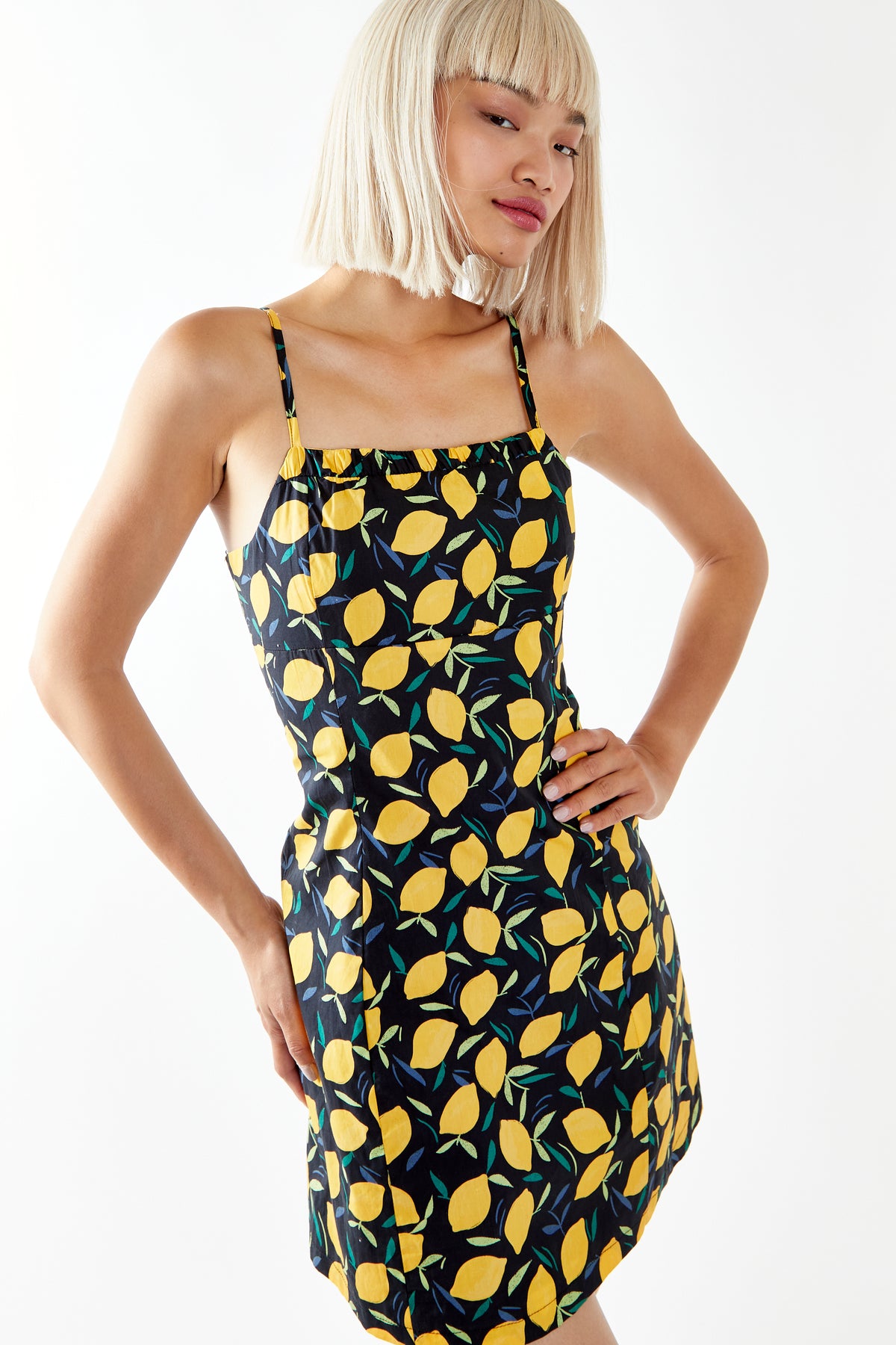 Glamorous Lemon Print Strappy Fitted Mini Dress - Glamorous