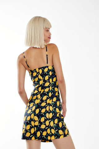 Glamorous Lemon Print Strappy Fitted Mini Dress
