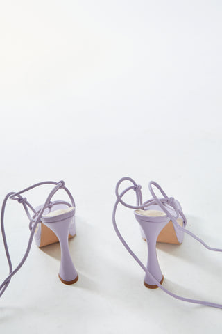 Glamorous Lilac Lace Up Flared Heels