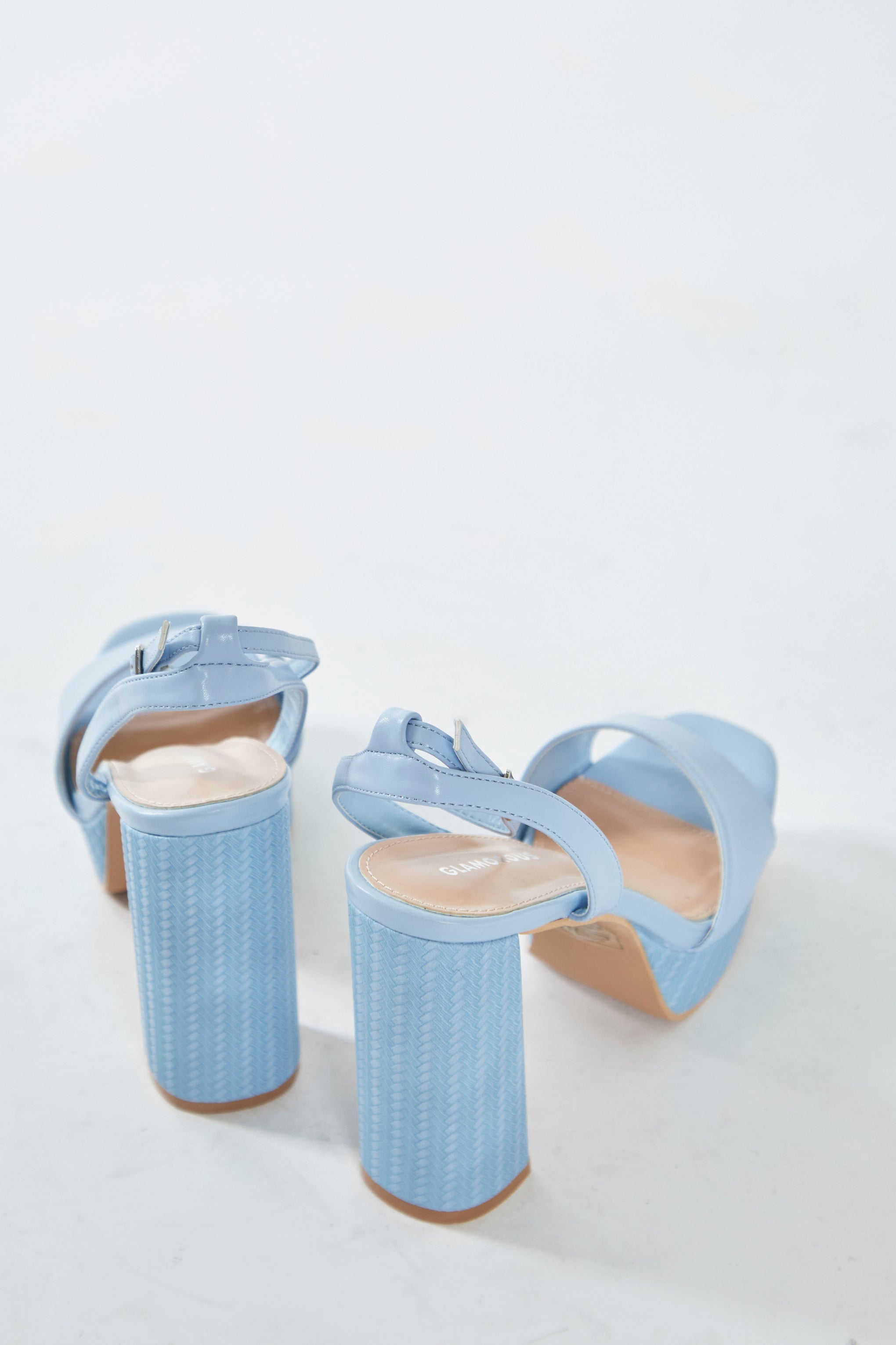 Glamorous Blue Open Toe Platform Heels